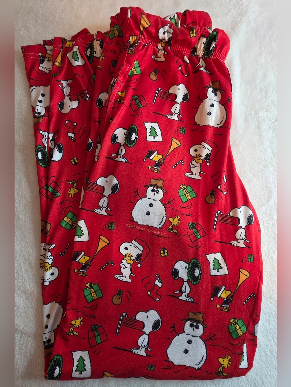 Snoopy Christmas Pajama Pants Red Peanuts Holiday Lounge Pants Size Small